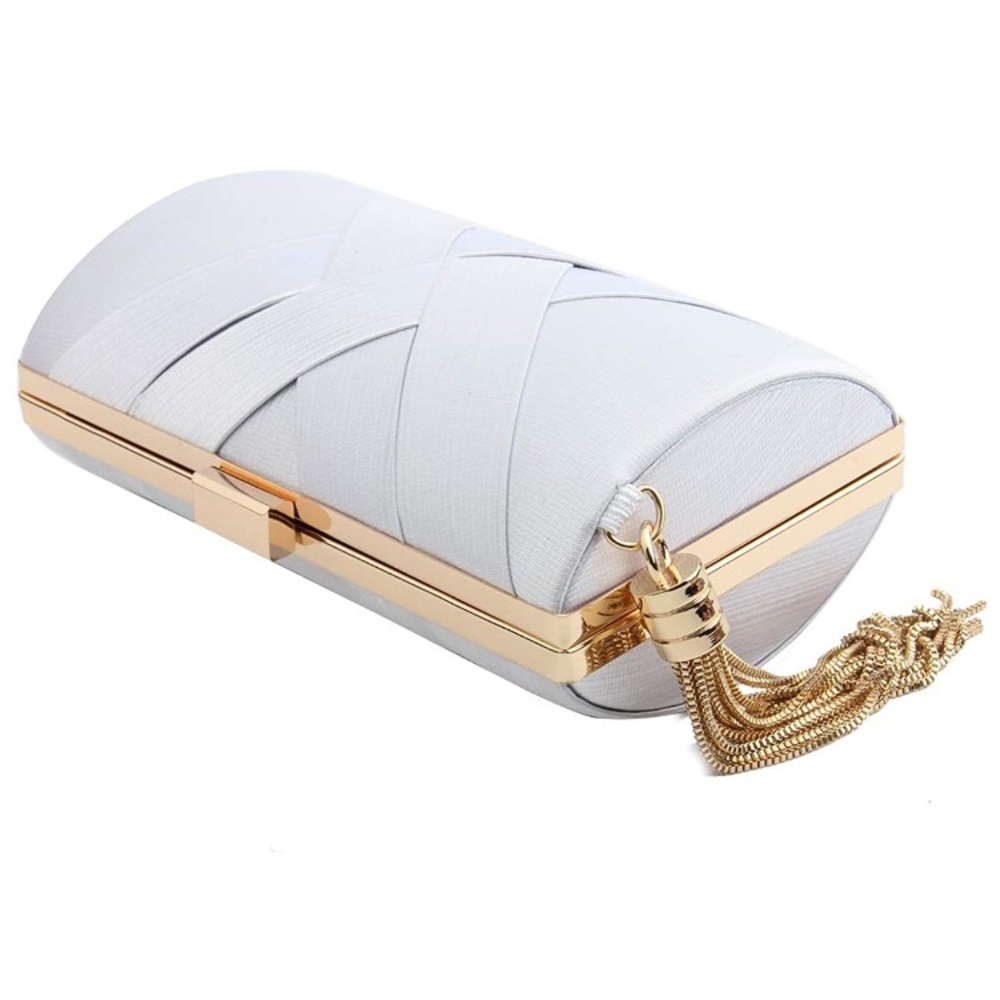 White Tassel Evening Clutch - Picture 2 of 6